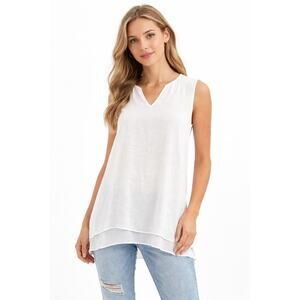 Cristina B White Flowy Layered Tank Top Women’s Small Lightweight